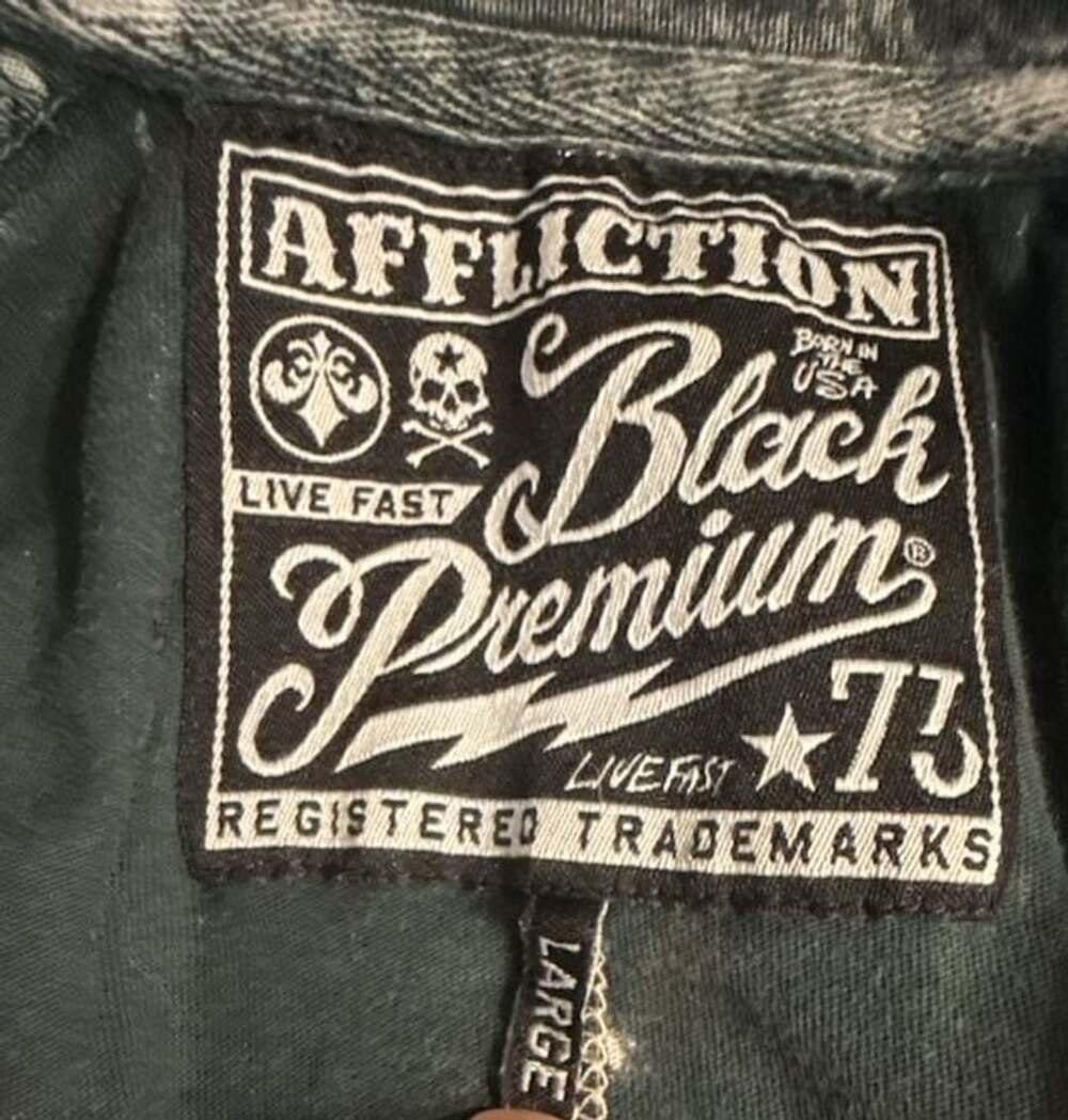 Affliction Black Premium Polo Shirt Size Large Gray Acid Wash